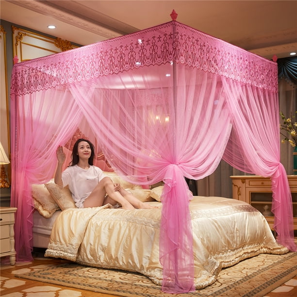 Bedding Canopy Mosquito Netting Retractable Frame Princess Queen King Size New Bedding Canopy Mosquito Netting Retractable Frame Princess Queen King Size New